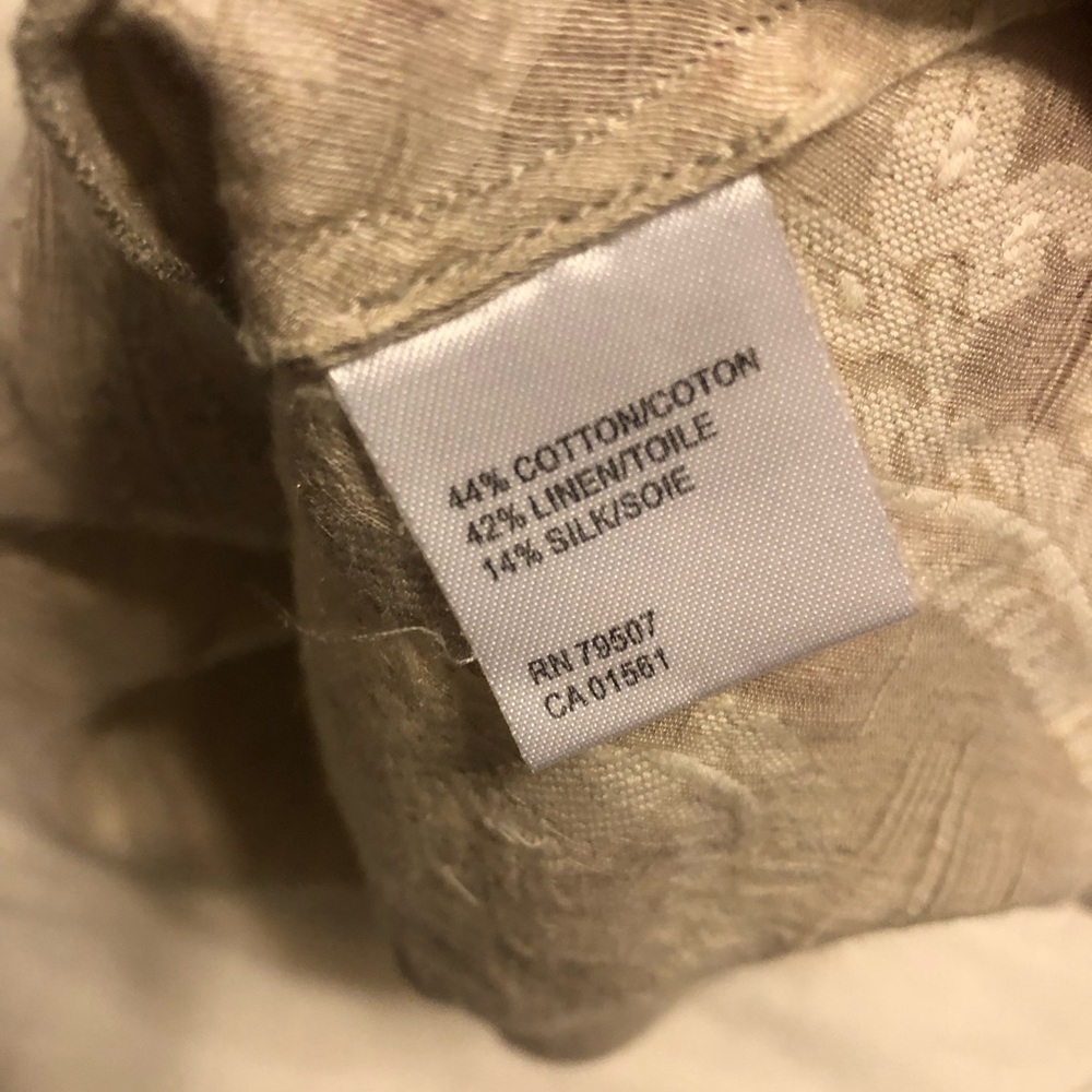 VTG Isda & Co Taupe Silk Linen Paisley Backless Sleeveless Cami Blouse Tank Top - Picture 16 of 16